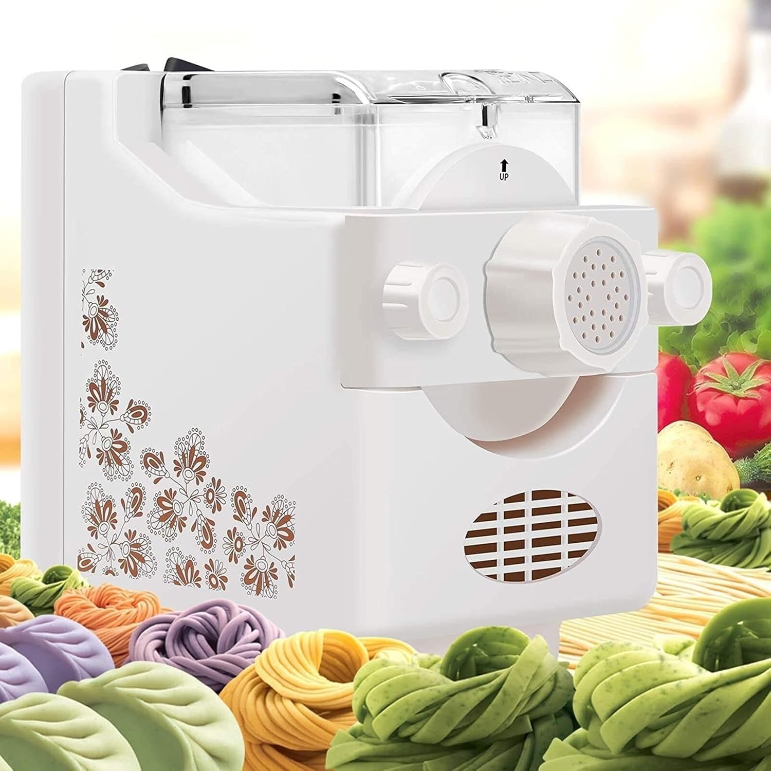 Noodle Machine, Electric Pasta Noodle Maker with 9 Multi-Functional Shapes Automatic Machine Homemade Spaghetti Ramen
