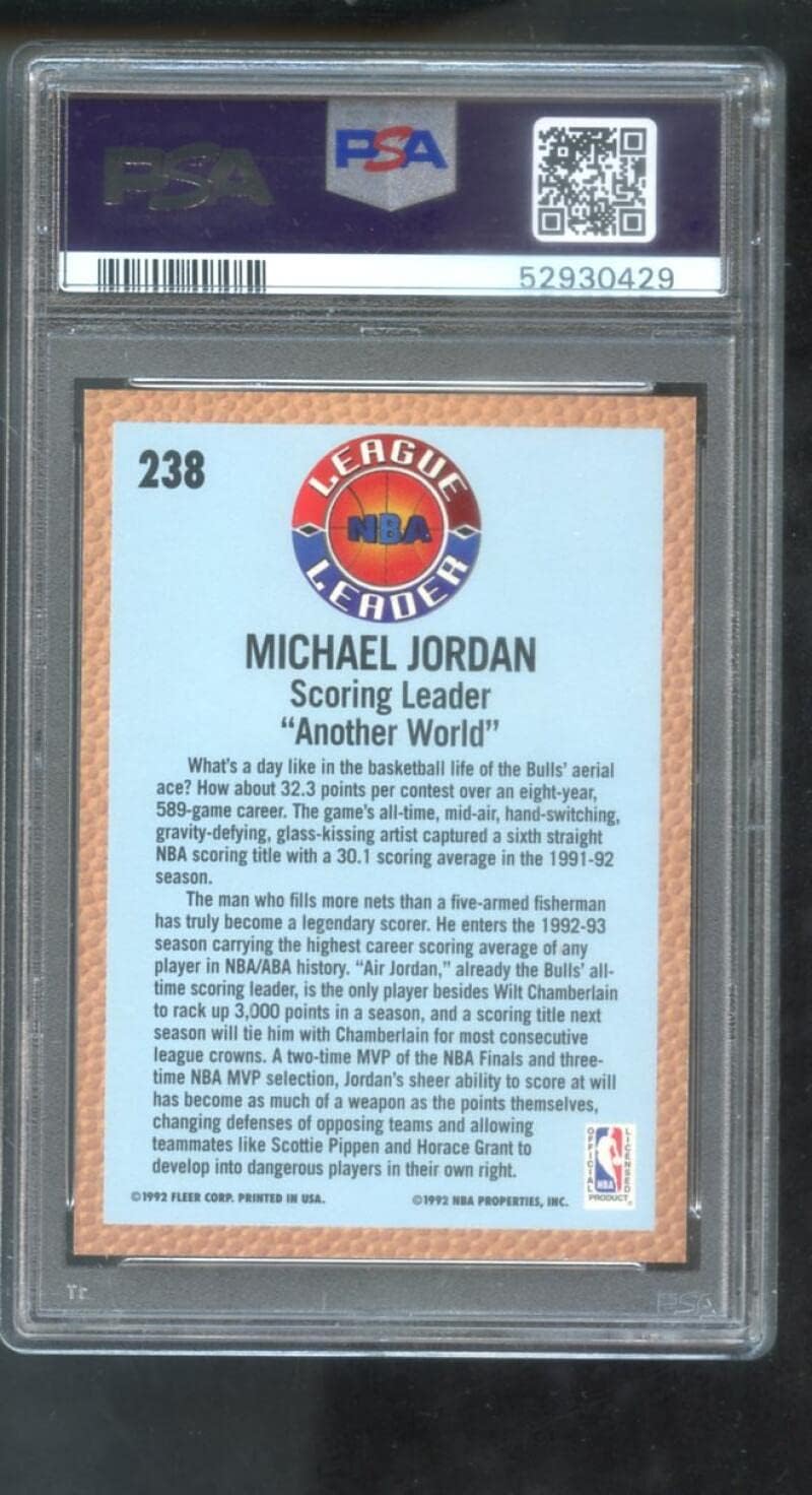 1992-93 Fleer #238 Michael Jordan PSA 10 Graded Basketball Card Scoring League Leader NBA 1992 1993 Chicago Bulls GEM MT MINT