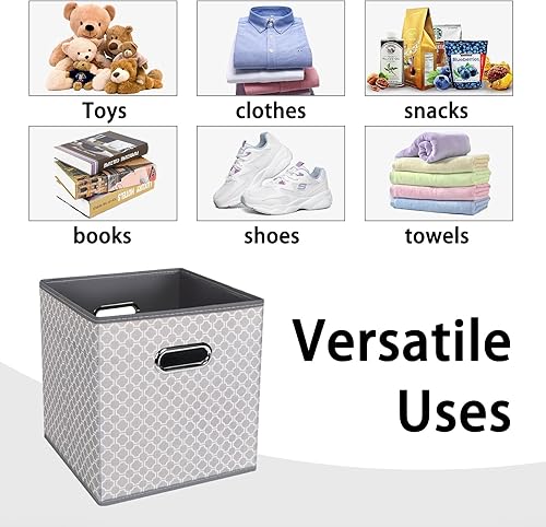 Vista 146 de Cubos de almacenamiento plegables negros, caja de almacenamiento de tela, cestas organizadoras con asas dobles para organizador del hogar