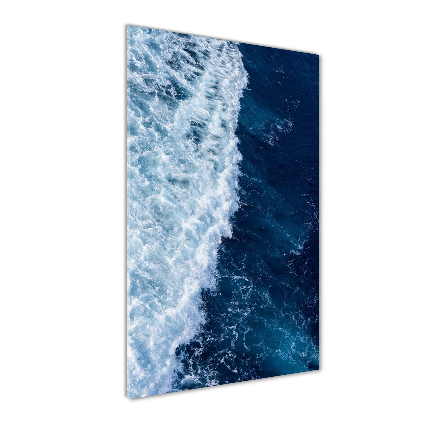 Photo decorative panoramique cuisine salon vagues de la mer sur verre 60x120 cm