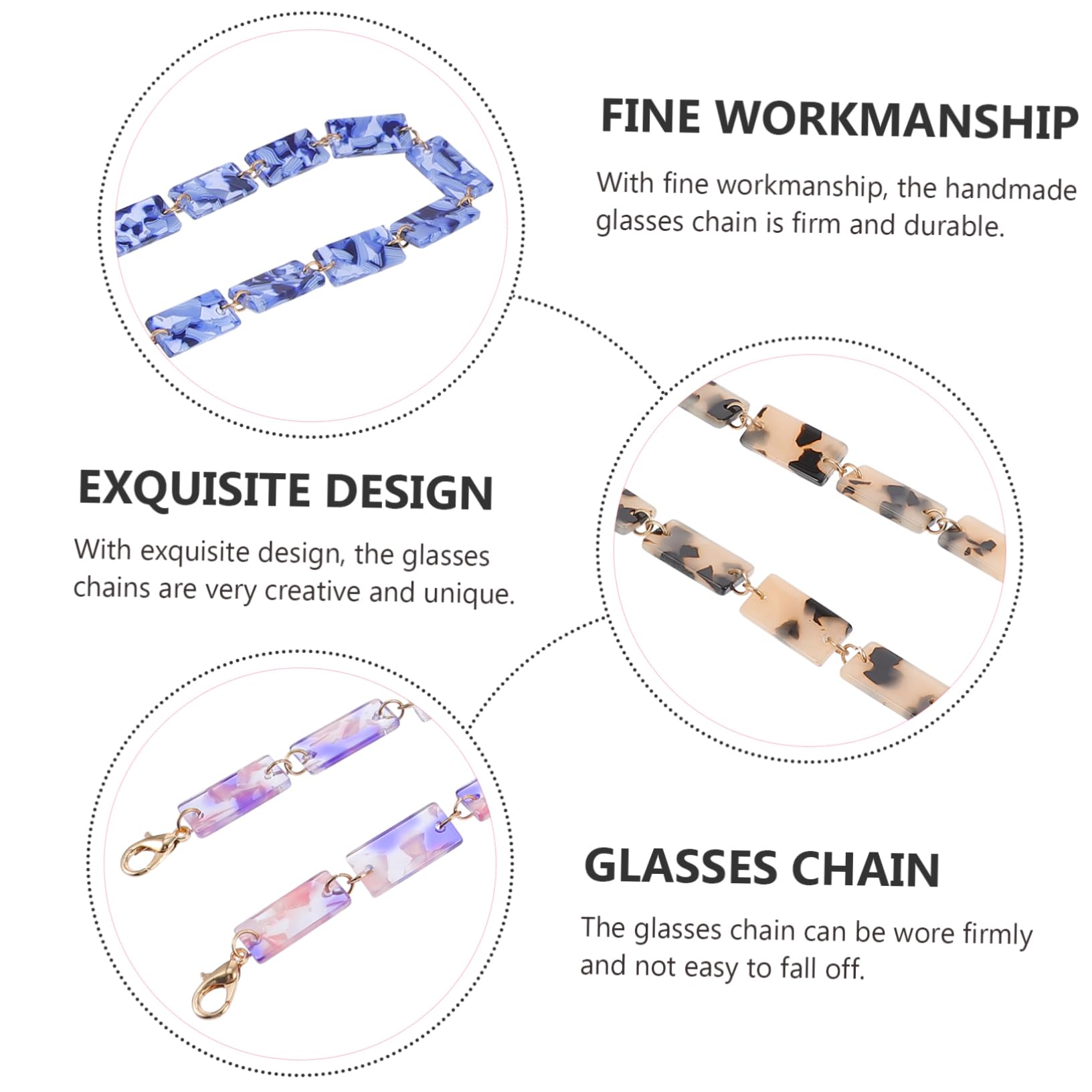 CALLARON Brillenkette Modische Brille Kleiderbügelständer Plüsch Schließe Halter Sonnenbrille Maske Inhaber Gläser Leichte Brille Brillenetui Lanyards Anhänger Blue