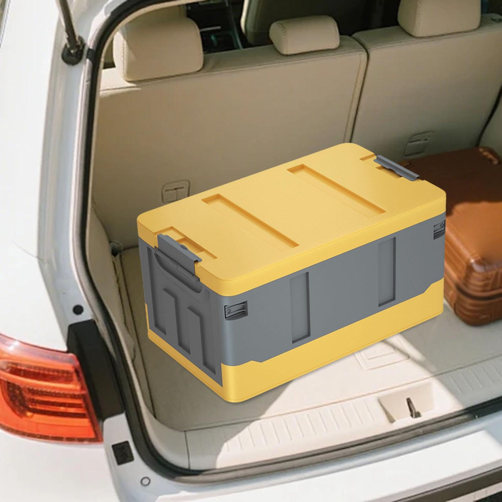 Organizador de Maletero, Caja de Almacenamiento de Equipaje, Práctico, Plegable, Contenedor de Almacenamiento de Coche Robusto para, Amarillo