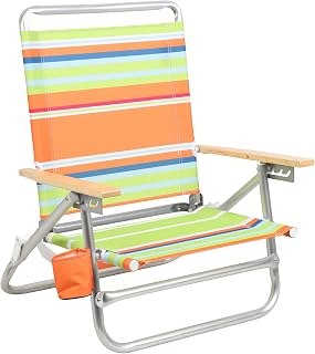 Portal Beach Chair, 4 Position Folding Beach Chairs with Backpack Straps Lightweight Low Beach Chairs for Adults, Support up to 225 lbs, Green