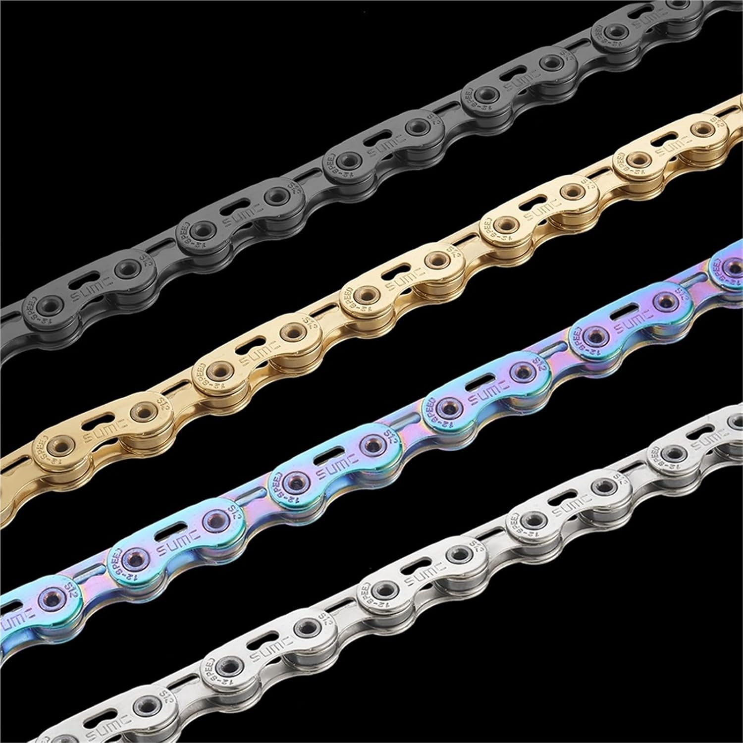 Compatible for sumc 12 Speed Bike Chain - 126 Links Ultralight Crescent Chain for Road Mountain Bikes(S12-Black Diamond)