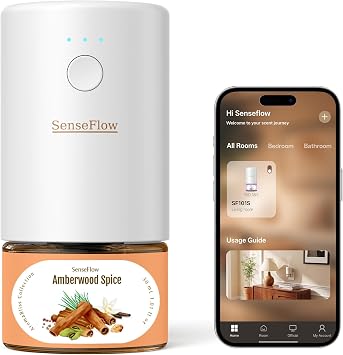 Essential Oil Diffuser for Home, Smart Waterless Diffuser SF101S Pro, Plug in Room Scent with Timer & 120-Day Natural Aroma Amberwood Spice,S