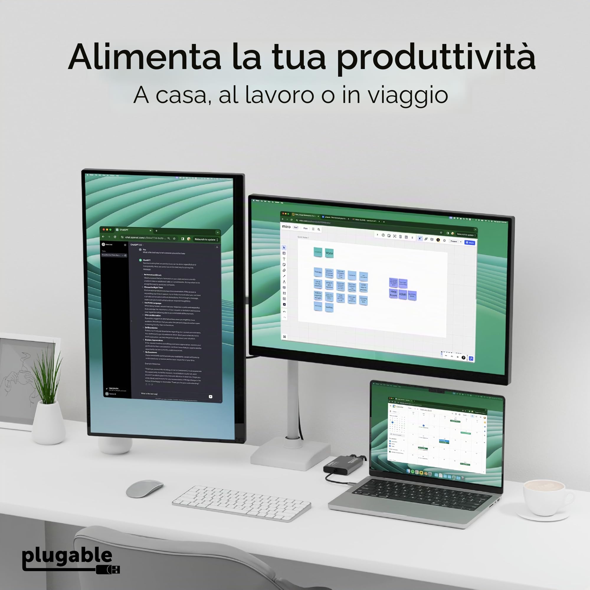Plugable Technologies USBC-6950M adattatore grafico USB 3840 x 2160 Pixel Argento (Plugable USB-C Dual 4K HDMI Adapter)