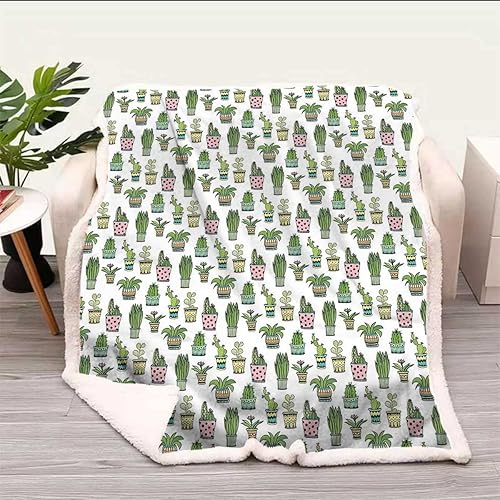 Cactus Decor Cobijas Calientes para Invierno - Manta de franela multicolor de microfibra para sofá, cama, sofá, tamaño bebé, 39 x 59 pulgadas