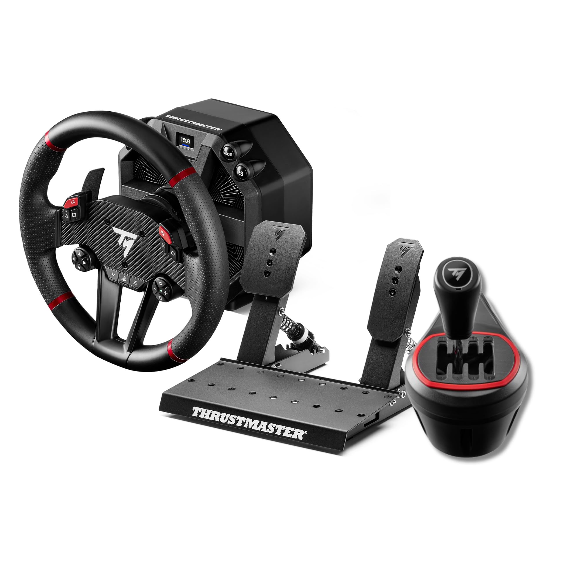 Thrustmaster T598 + TH8S – Pacchetto Sim Racing ad Alte Prestazioni – Volante con Force Feedback + Cambio a H in Metallo 7+1 – Compatibile con PC / PS4 / PS5