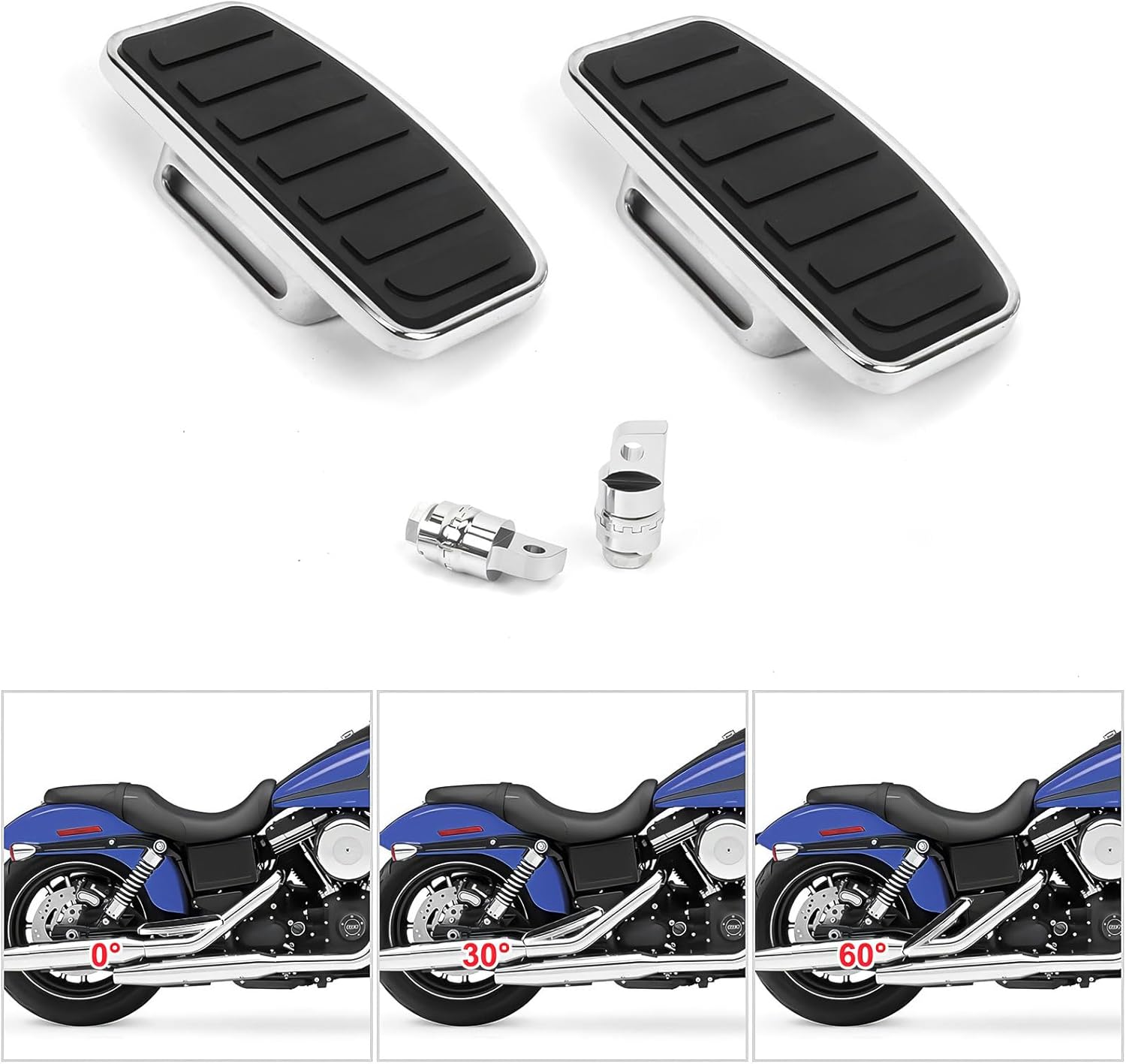 Front Rear Foot Pegs, Driver& Passenger Floorboards Compatible with Harley Sportster 883 1200（Adjustable） (Stripe Black)