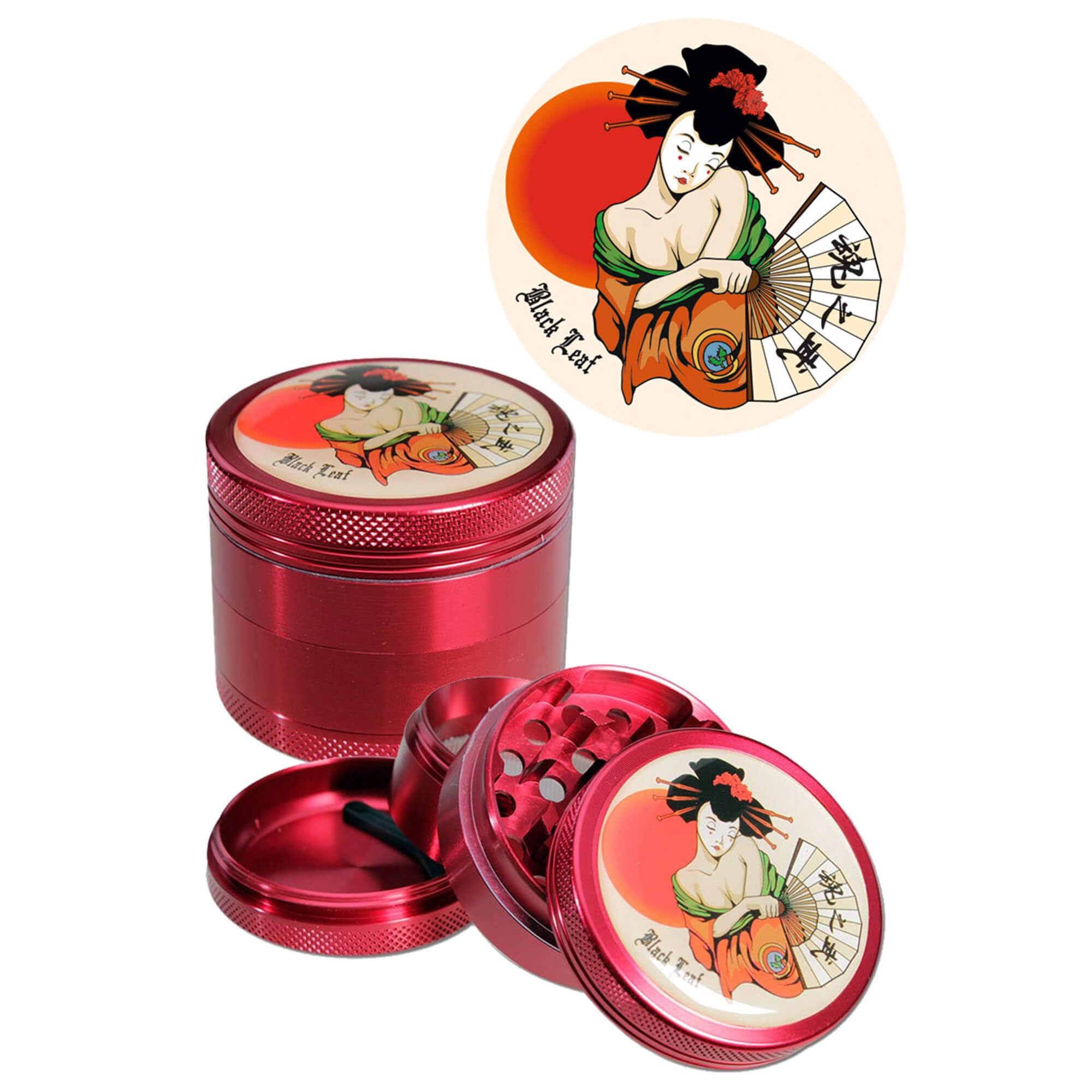Black Leaf Zylinder Bong Japan-Style RONIN GEISHA Eiskammer Kickloch Kofferbong Baumperkulator Grinder Rolling Tray 50cm