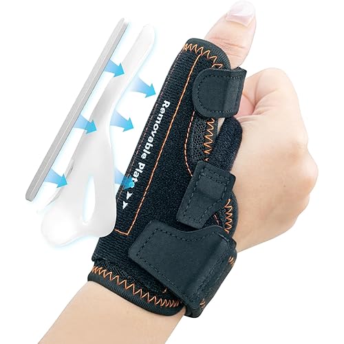 New Upgraded 2 in 1 Thumb Brace, Removable Thumb Spica Splint Left Right Hand with 3 Level Stability, Reversible Thumb Support for CMC, De Quervain’s Tendonitis, Trigger Thumb (M/L, Black)