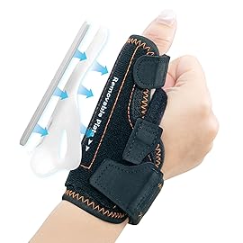 CURECARE New Upgraded 2 in 1 Thumb Brace, Removable Thumb Spica Splint Left Right Hand with 3 Level Stability, Reversible Thumb Support for CMC, De Quervains Tendonitis, Trigger Thumb (M/L, Black)