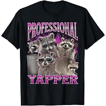 Professional Yapper Funny Raccoon Meme Bootleg Graphic 90s T-Shirt