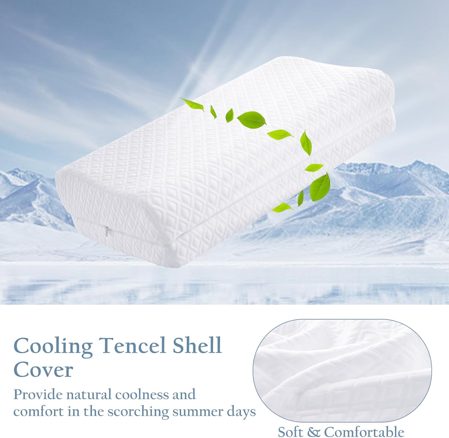 Tencel Cervical Neck Pillow for Sleeping, 3-Layer Adjustable Memory Foam Pillows, Side Sleeper Pillow for Neck Shoulder Pain Relief, Cooling Ergonomic Contour Bed Pillows