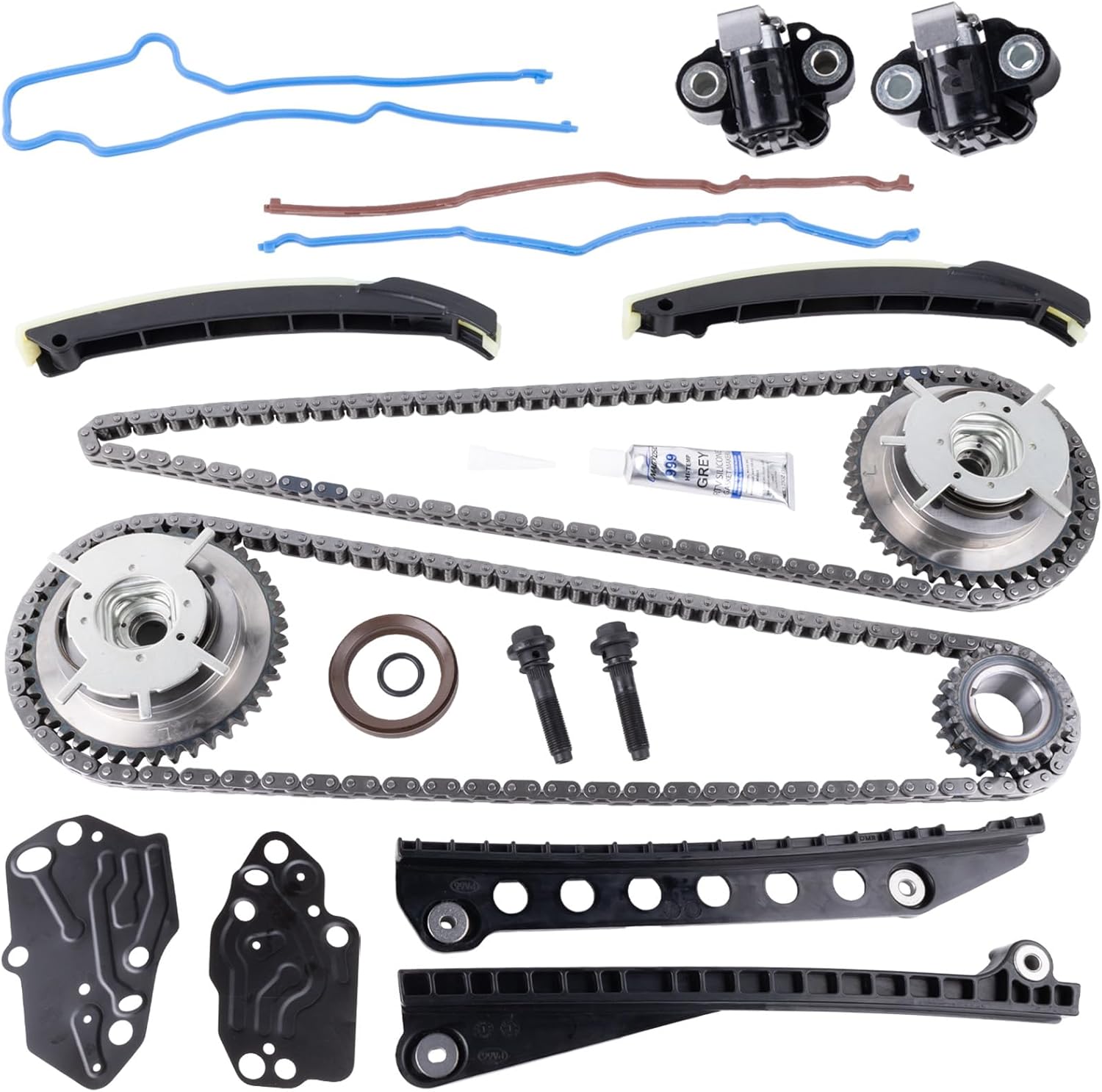 3R2Z-6A257-DA2 Engine Timing Chain Kit VVT Cam Phasers Solenoid Fit for Ford Expedition F-150 F-250 F-350 Super Duty for Lincoln Mark LT Navigator Replace 3L3Z-6279-DAP, XL1Z-6L266-AAP, 1L3Z 6L266-AAL