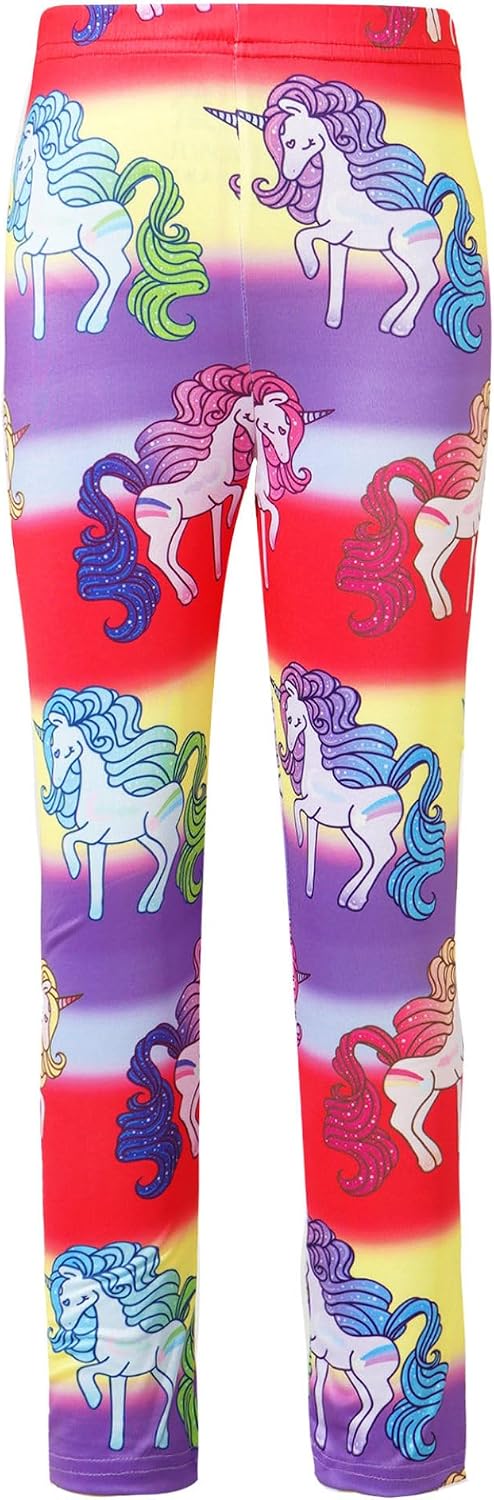 Linjinx Kids Girls Cartoon Printed Athletic Leggings Footless Tights Trousers Spring Autumn Casual Stretch Pants