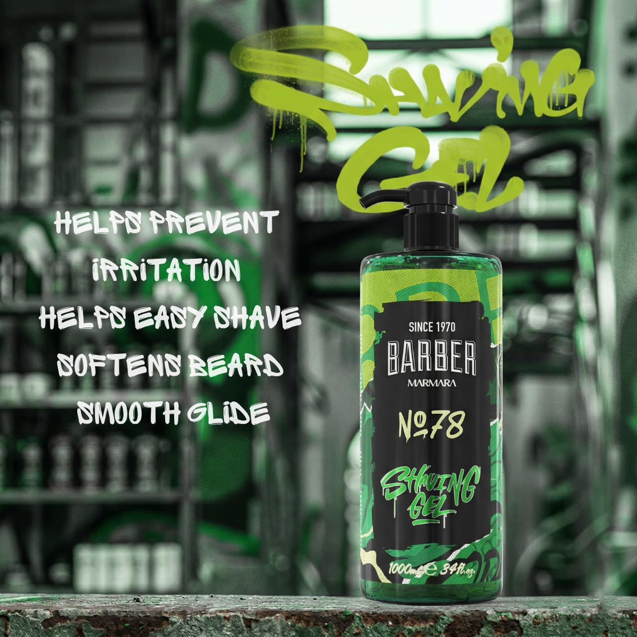 Barber Marmara No.78 Transparent Non-Foaming Shave Gel with Pump 1L | Professional Turkish Barber Quality for Precision Shaving. Ideal for Beard Contours, Neckline and Close Shaves.