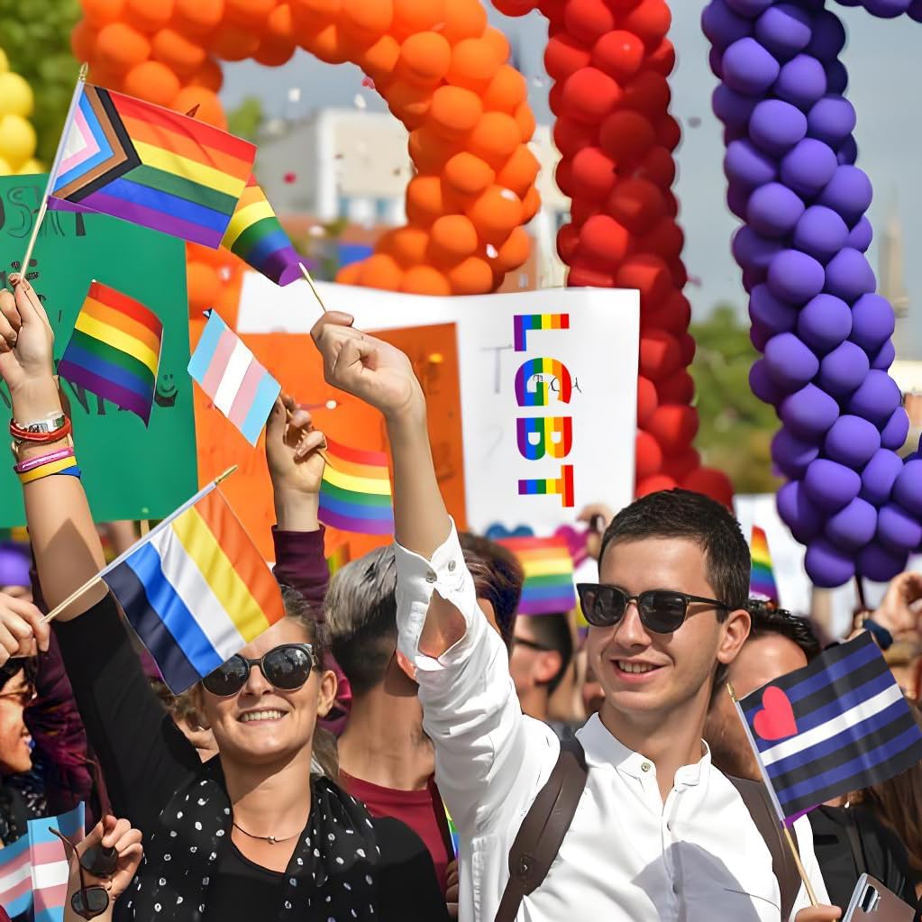 15 Different Small Gay Pride Stick Flags Mini Hand Held Rainbow LGBTQ Flag 5x8 Inch - Image 4