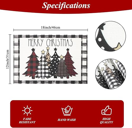 Miniatura 2 de U'Artlines Waterclor Buffalo - Juego de 4 manteles individuales de vinilo antideslizante para invierno para exteriores, interiores, hogar, fiesta,