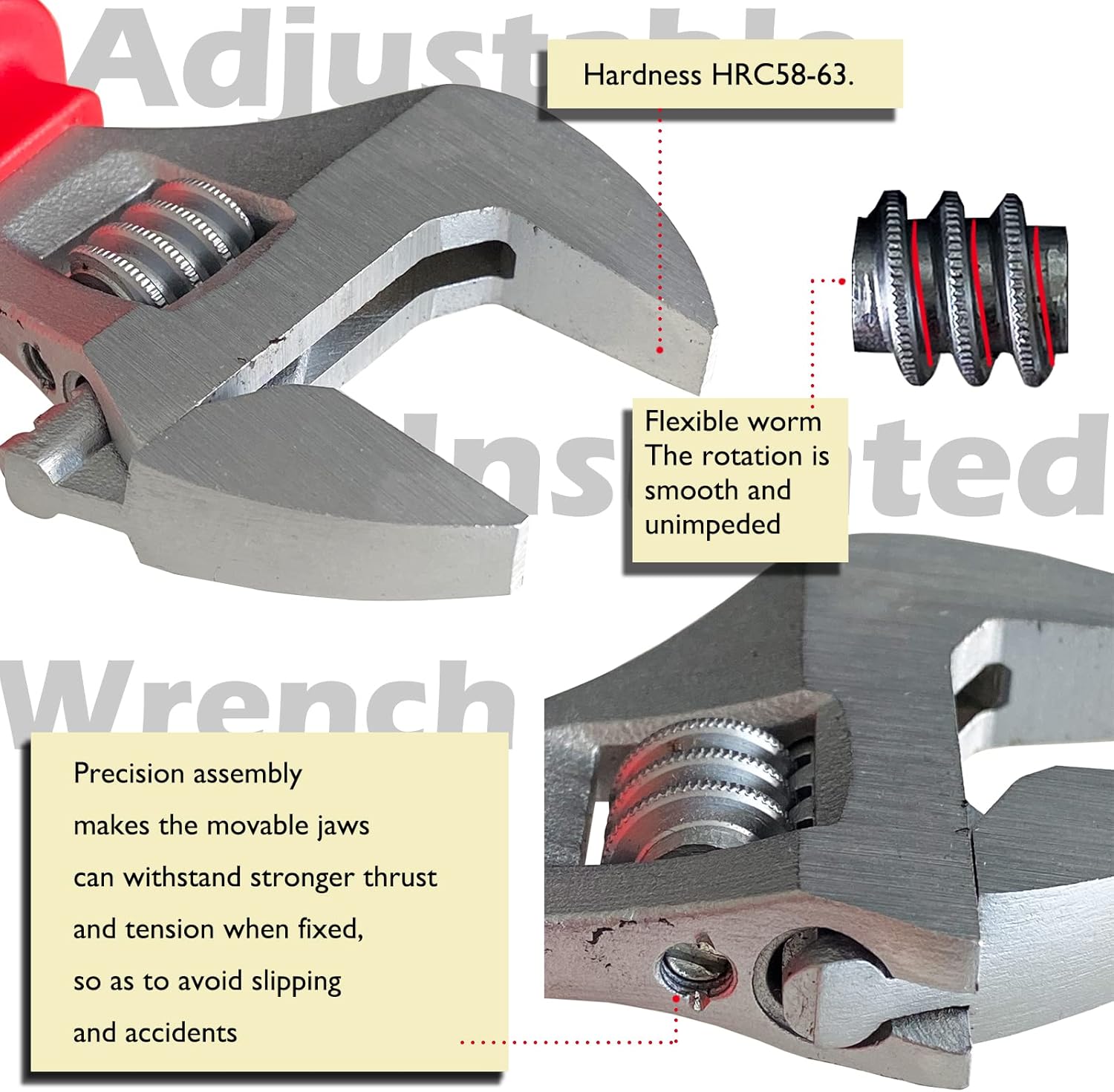 WEDO Insulated Adjustable Wrench 8", VDE 1000V Adjustable Injection Spanner, Electricians Safety Wrench, Chrome Vanadium Steel, Anti-Slip Handles, IEC 60900, Open max 24mm