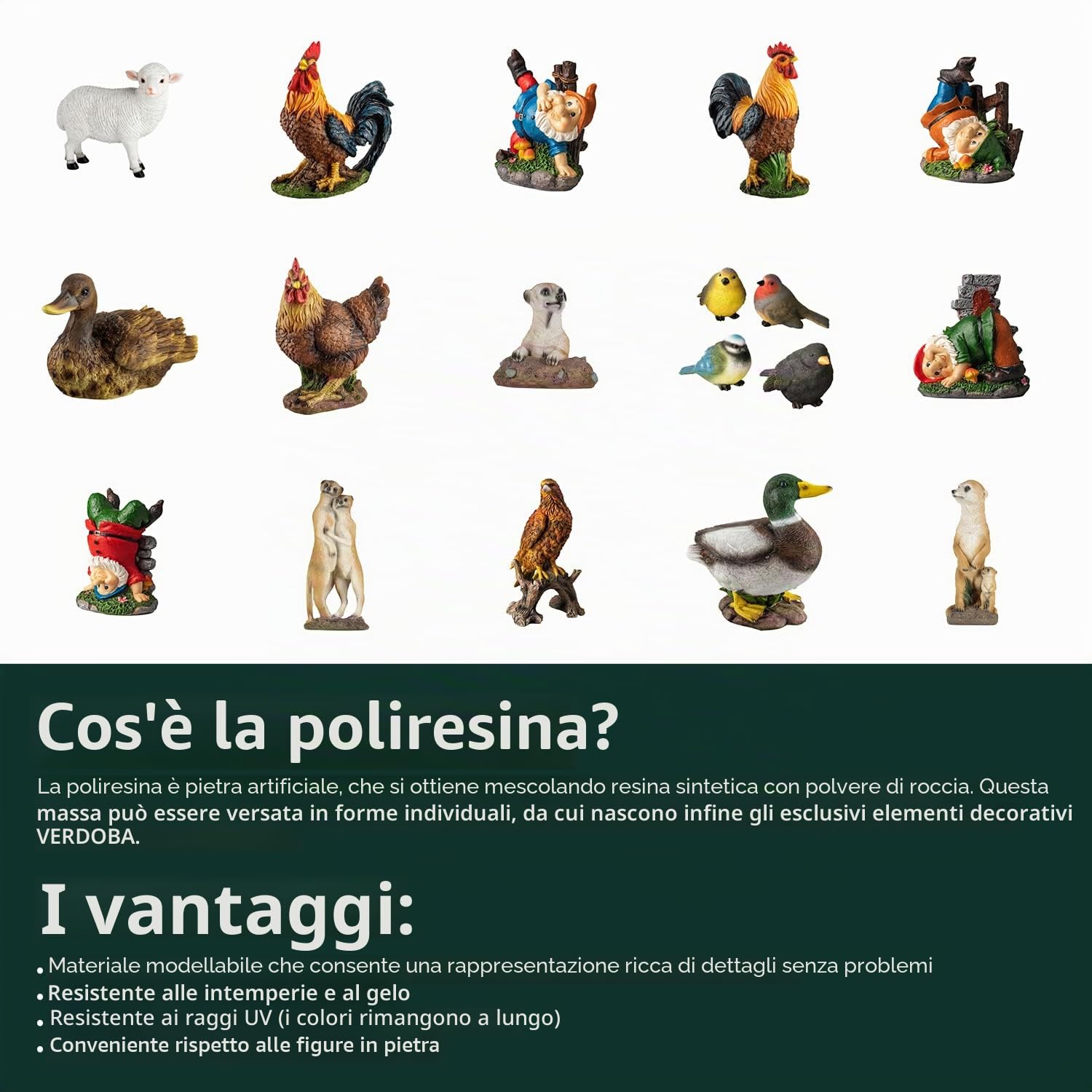 VERDOBA Anatroccoli, statuette da giardino, decorazione per laghetti da giardino, statuette di grandi dimensioni per la decorazione del laghetto, resistente alle intemperie