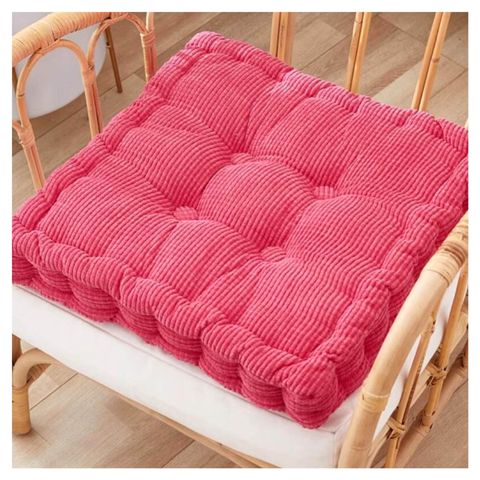 SVFOEBJM Thicken Seat Cushions For Kitchen Chairs Diameter 40/45/50cm Dining Room Chair Cushions Comfy Cushion Square Office Stool Cushion(Rose Red,50cm)