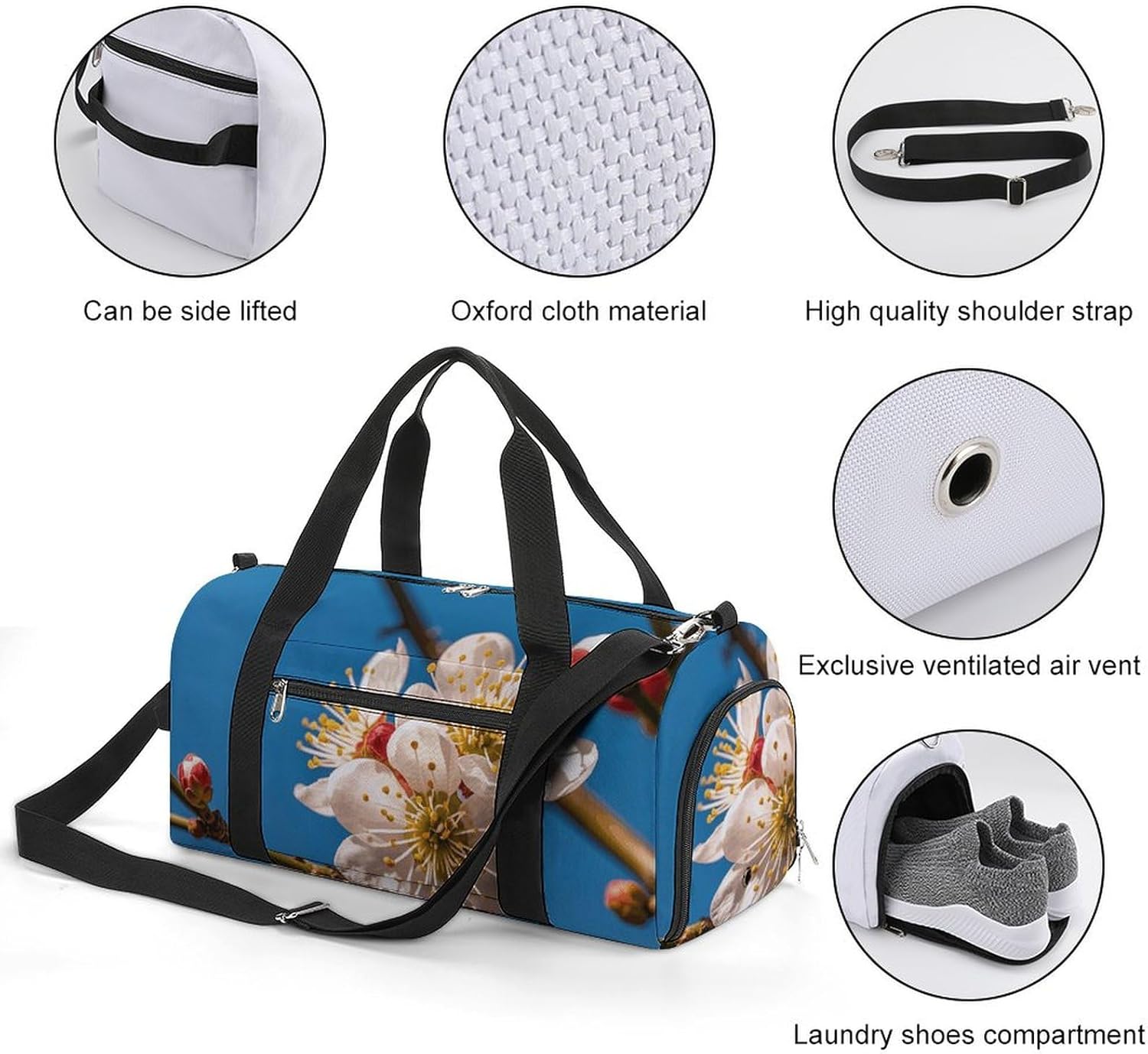 Gym Bag for Men Travel Duffle Bag Plum Blossom Tote Bag Weekender Duffel Bag Weekender Bag for Sports