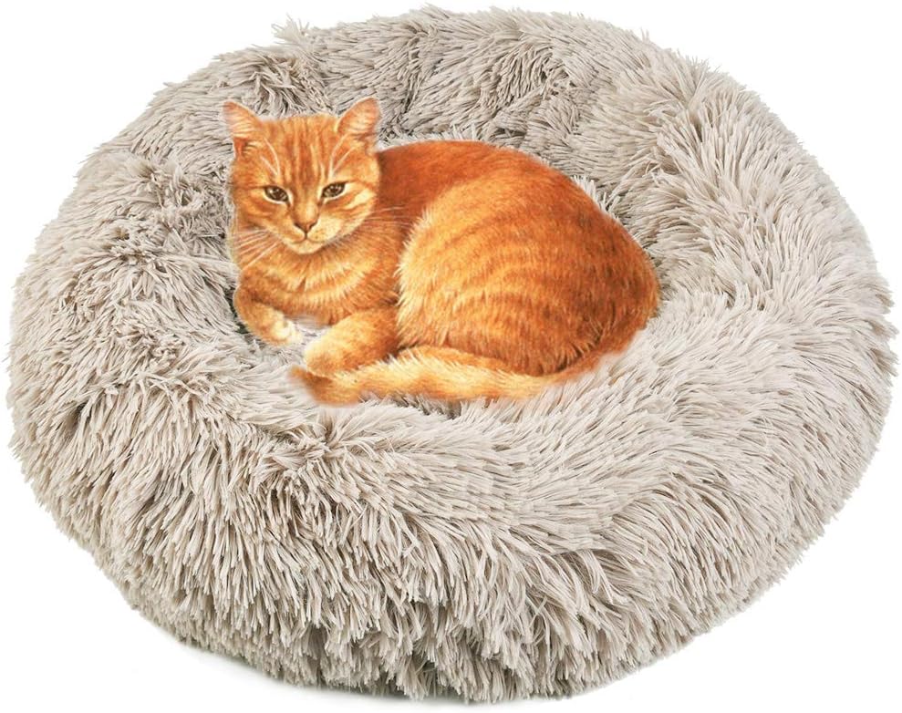 BUYGOO Dog Bed Comfortable Donut Cuddler Cat and Dog Bed Round Calming Pup Bed Anti Anxiety Pet Bed Soft Washable Donut Bed for Pet…