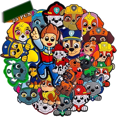 25pcs Cute Cartoon Charms for Boys Girls,Dog Car Shoe Charms for Kids Teens Adults,PVC Shoe Decoration Charms for Gift Birthday Party