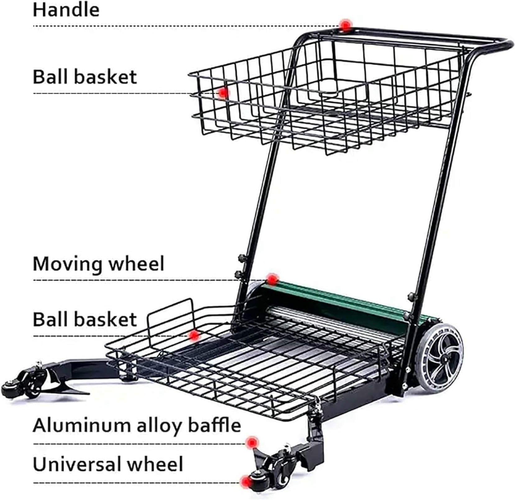 Carrello automatico per raccogliere palline da tennis, contiene 300 palline per un allenamento efficiente in palestre e impianti sportivi