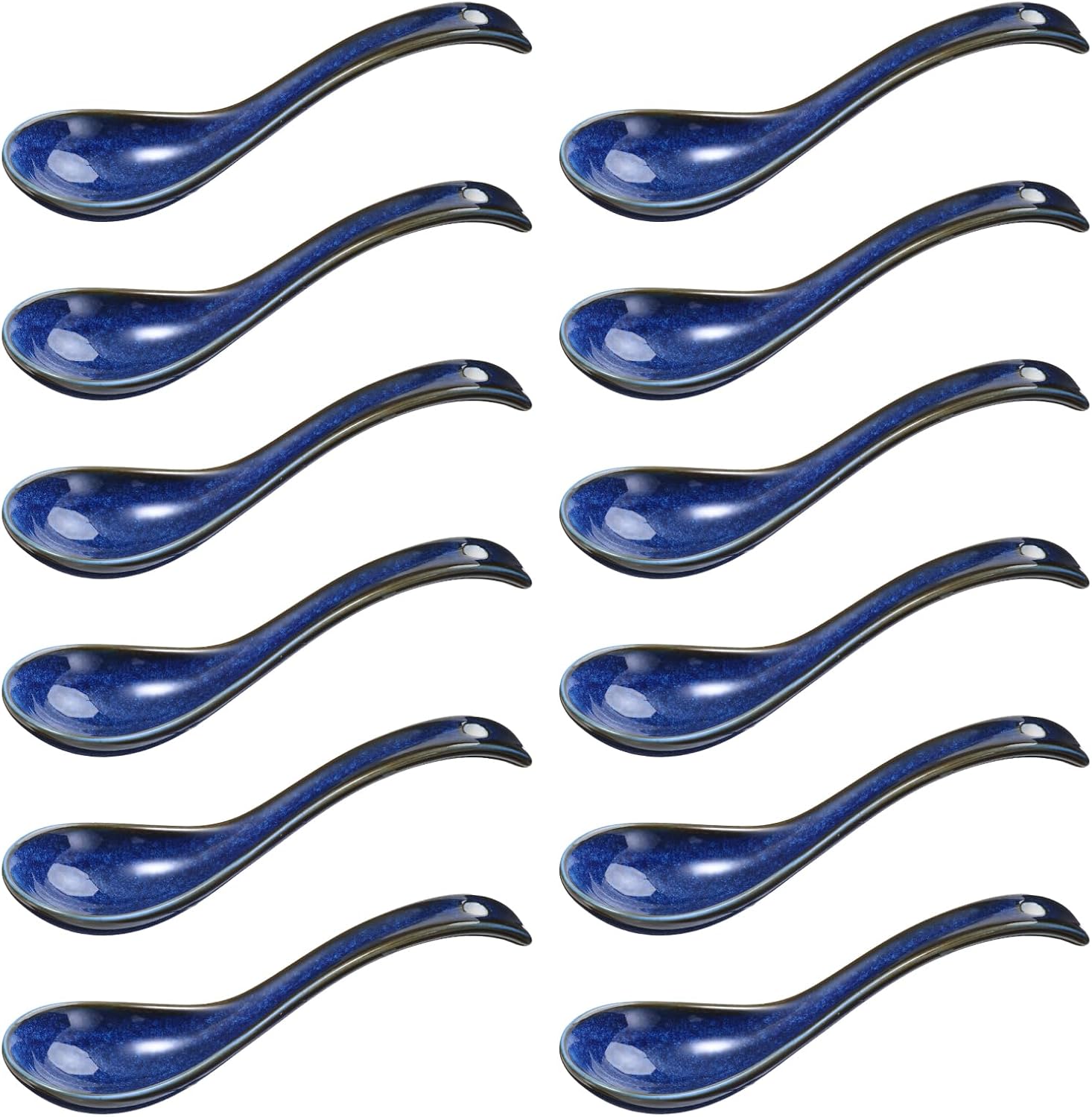 Soup Spoons Set of 12, Asian Soup Spoons, Ceramic Chinese Deep Spoon