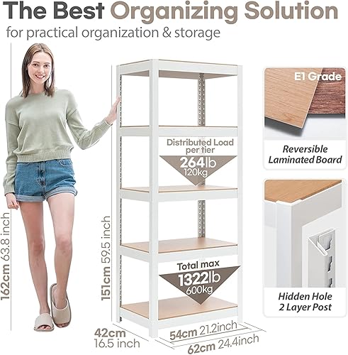 Miniatura 3 de Estantería de garaje de 4 niveles, estante de almacenamiento resistente, estantes de utilidad ajustables, estantes de metal para despensa, almacén,