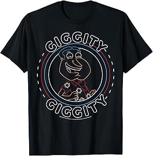 Family Guy Giggity Giggity Neon Outline Big Chest Round Logo T-Shirt