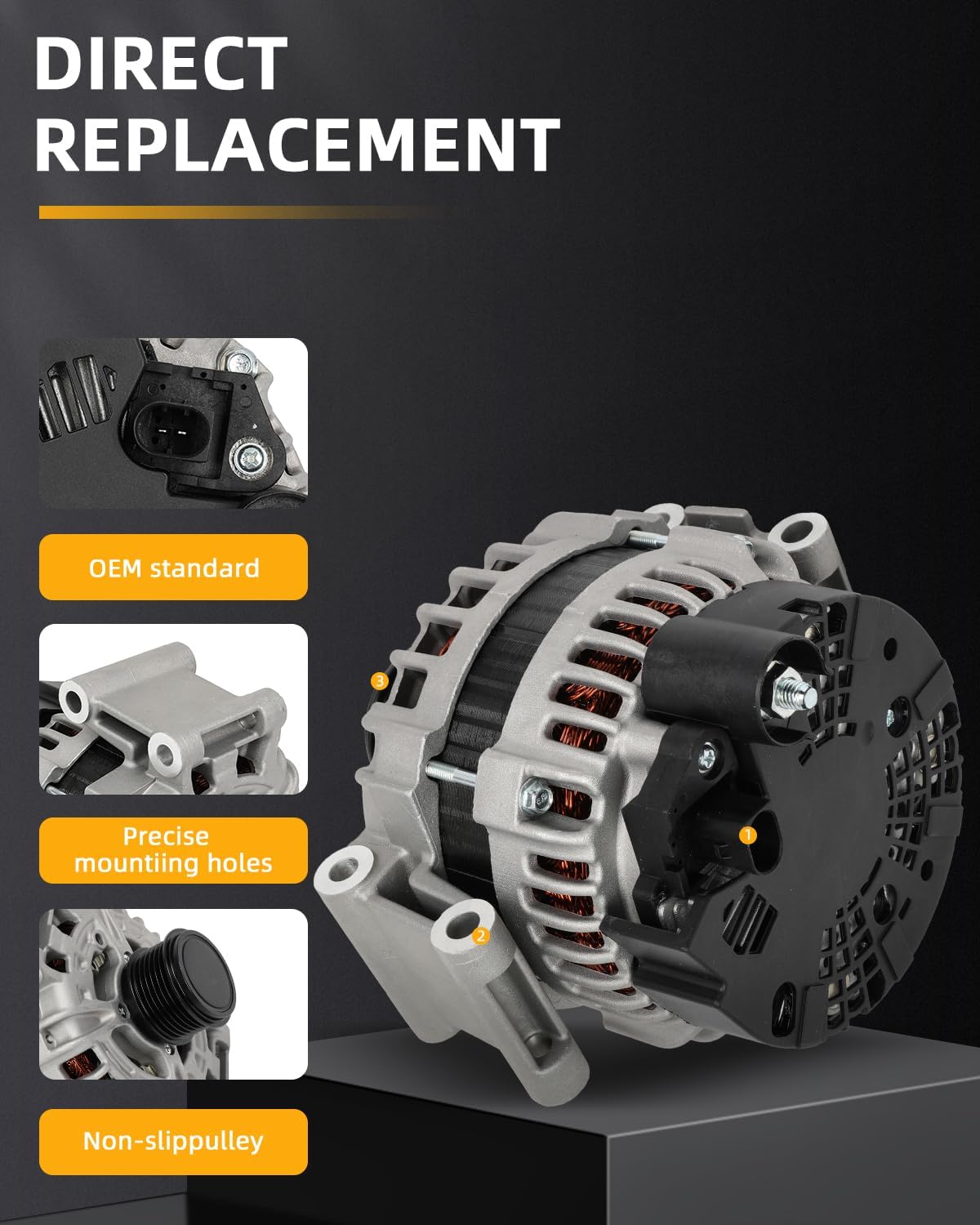 OCPTY Alternators Alternator for Audi,for A4 Base/A4 Luxury/A4 Quattro Base/A5 Cabriolet/A5 Quattro Premium Plus/Q5 Elite/Q5 Land/Q5 Luxury 2013-2014,12V 150Amp 6-Groove Pulley 11725N, 11725