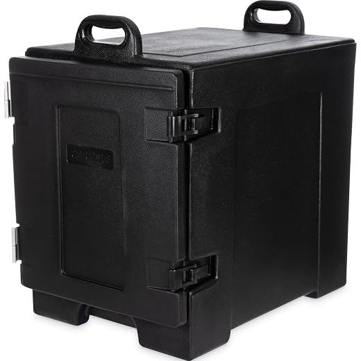 Carlisle FoodService Products Cateraide Front Loading Insulated Food Pan Carrier, for Storage and Transport of Food, 5 Pan Capacity, 25.25" x 24.25" x 17", 1 Count, Black