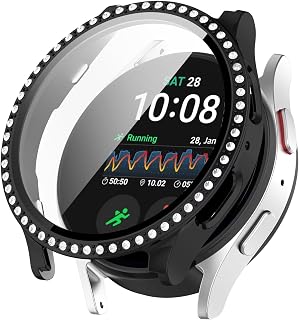 FTRONGRT Hülle Kompatibel mit Samsung Galaxy Watch 7 40mm, PC + Bildschirmfilm, Kratzfest All-Inclusive Schutzhülle Kompatibel mit Samsung Galaxy Watch 7 40mm. Galvanisiertes Schwarz
