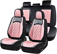 Vista 12 de Coverado Fundas de Asientos Delanteros, Funda de Asiento de Cuero Sintético de Lujo Impermeable, Protector de Asiento de Coche Beige, Funda