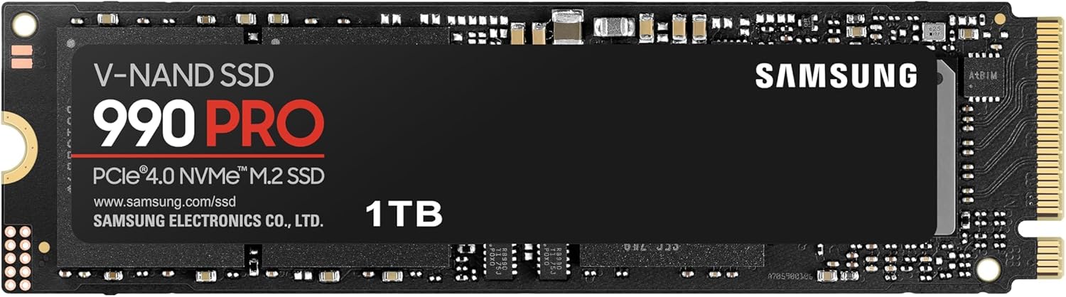 Samsung 990 Pro NVMe M.2 Pcle 4.0 Solid State Drive, Internal SSD, 1TB Capacity, Read Speed Up to 7450MB/s, Smart Heat Management with Nickel, MZ-V9P1T0BW