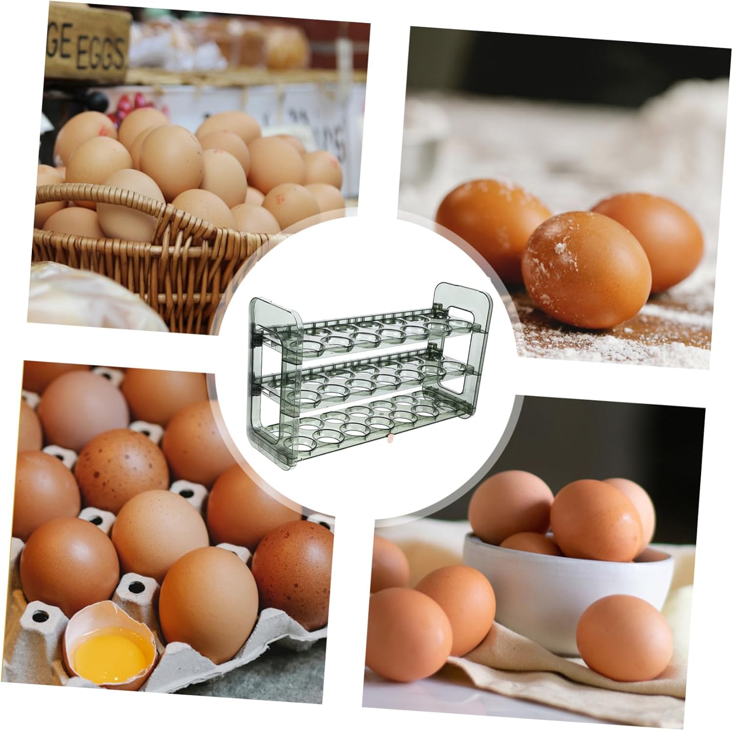 Balacoo Flip Storage Box Beauty Egg Storage Rack for Fridge Farmhouse Egg Holder for Kitchen Counter