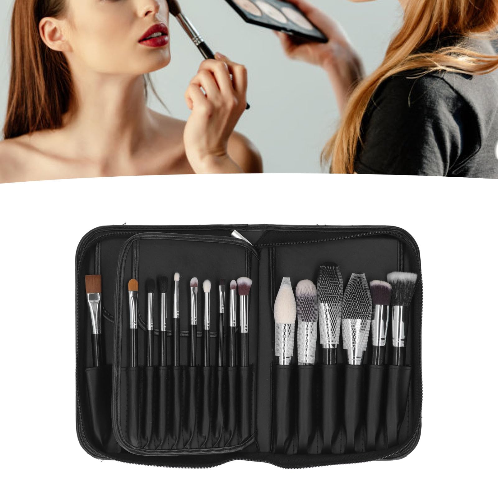 Pongnas 29-teiliges Professionelles Make-up-Pinsel-Set, Kosmetikpinsel, Make-up-Werkzeuge, Premium-Ziegenhaar-Holzgriff mit Faltbarer Aufbewahrungstasche für Reise-Party-