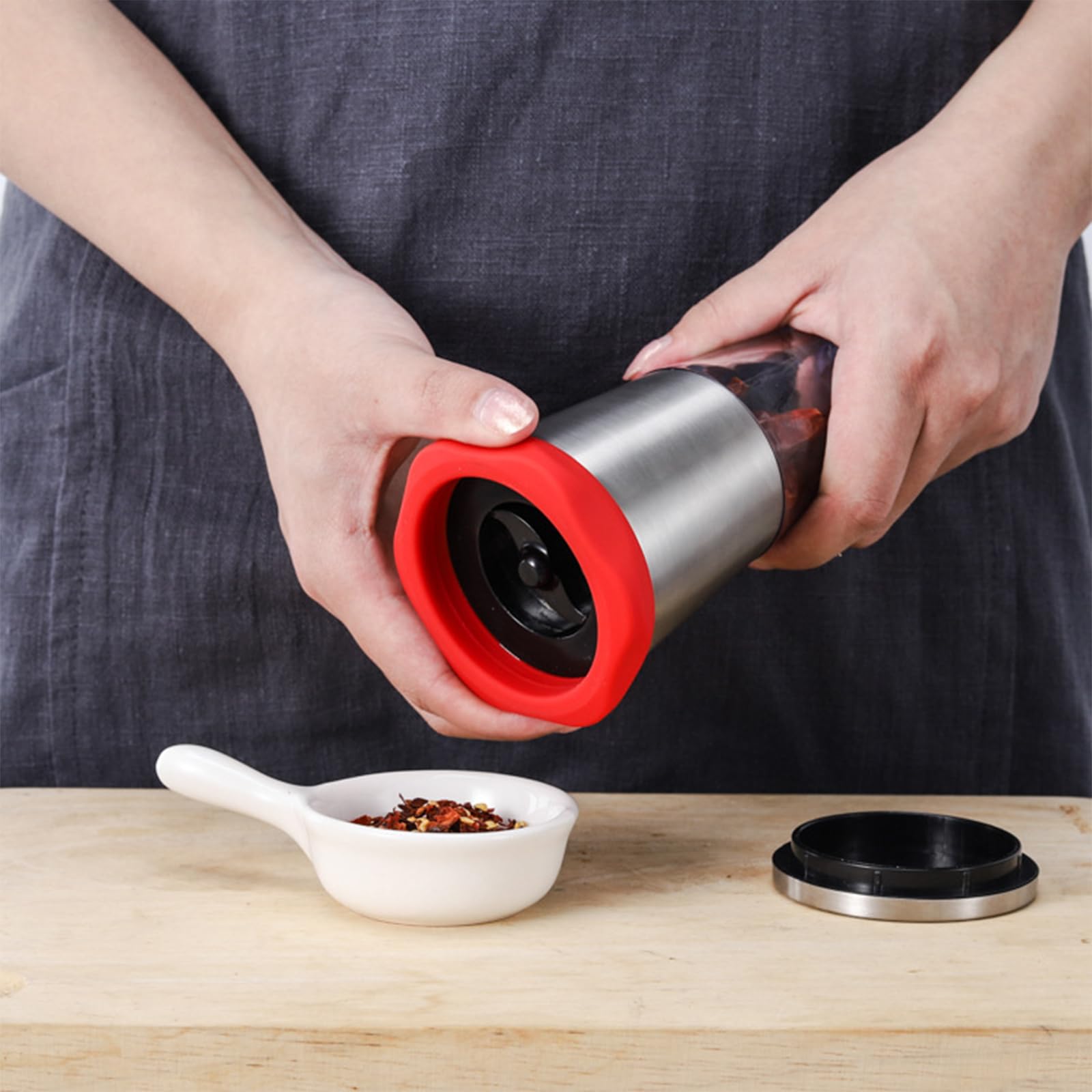 Chili-Mühle Aus Edelstahl Und Glas – Für Gewürze, Kräuter Und Chili – Praktischer Küchenhelfer