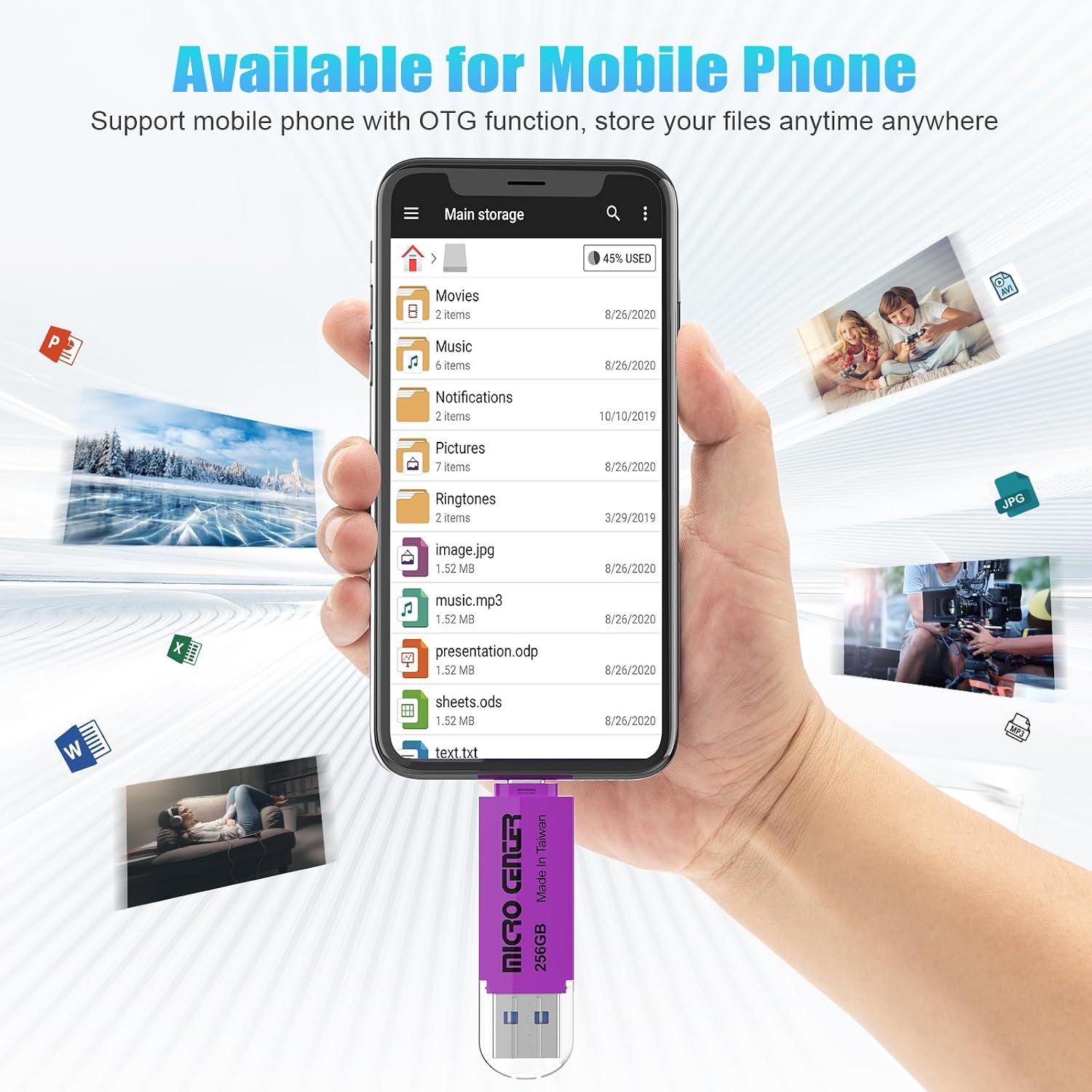 Micro Center SuperSpeed 2-in-1 256GB Dual Drive Type C & Type A OTG USB 3.0 Flash Drives up to 150MB/s Thumb Drive Memory Storage for Android Smartphone Computers MacBook Tablets PC