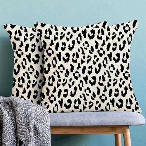 Miniatura 4 de Juego de 2 fundas de almohada de leopardo rosa intenso de 18 x 18 pulgadas, almohadas con estampado de animales de guepardo, fundas de almohada