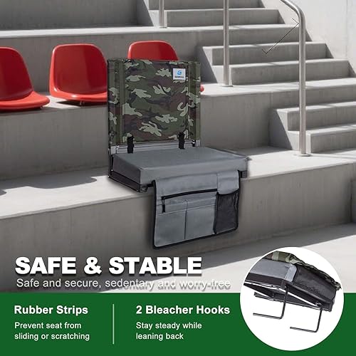 Miniatura 7 de Asientos de estadio con soporte de espalda, asientos de estadio para gradas con soporte de espalda, asientos portátiles con cojines y mochilas,