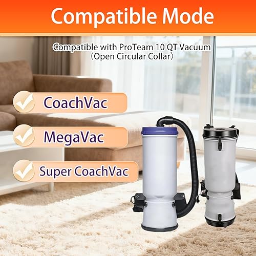 Miniatura 4 de Paquete de 21 bolsas de vacío 100331 compatibles con aspiradora ProTeam de 10 cuartos de galón, repuesto de pieza # 100331 Collar circular abierto