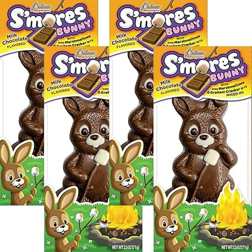 Miniatura 4 de Fruidles Easter S'mores Bunny - Chocolate sólido con leche grande, golosinas navideñas, chocolate con leche saborizado con trozos de galletas Graham