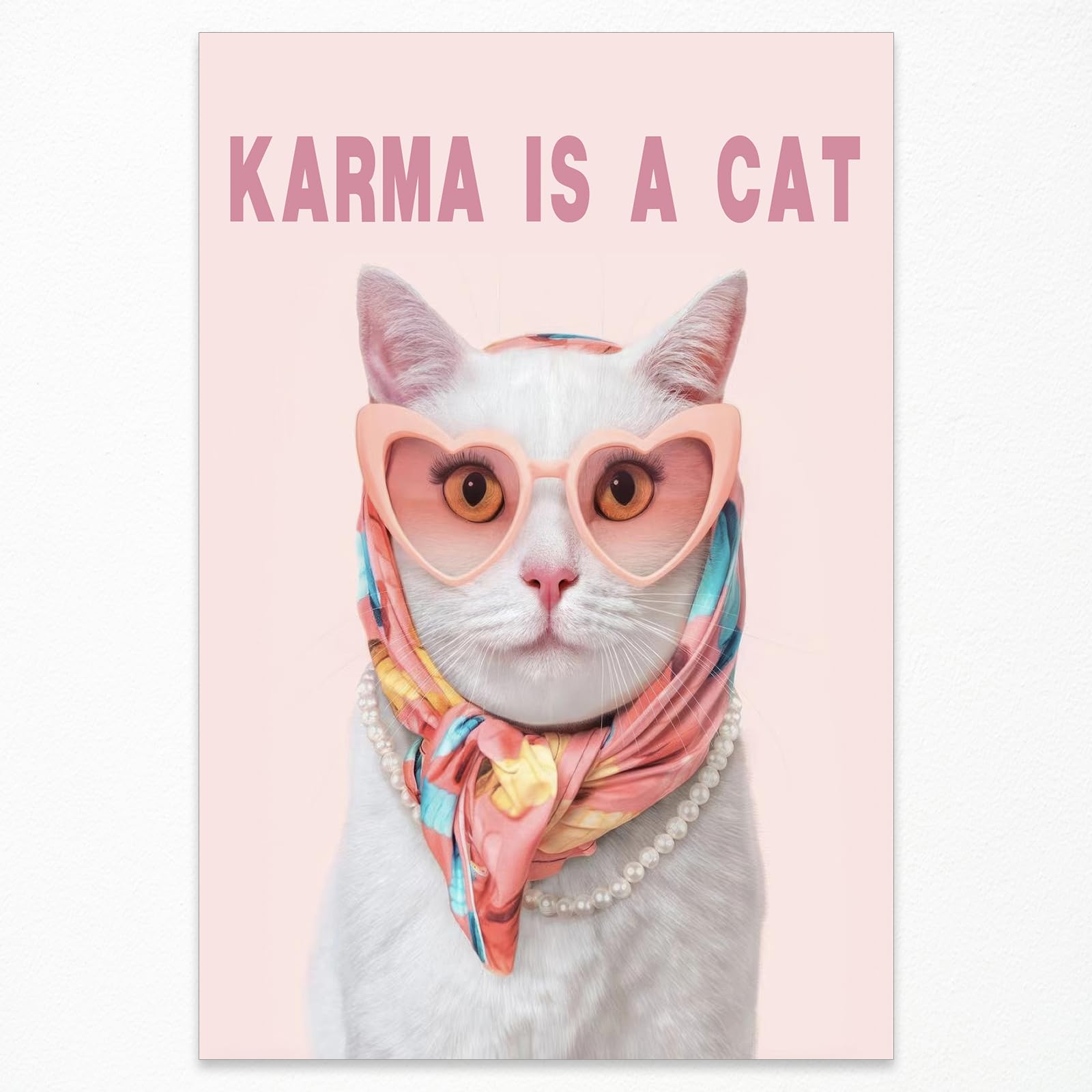 FestiKit Taylor Song Lyrics Wall Art Karma Is A Cat Album Poster Pink Room Aesthetic Music Album Canvas Prints for Fans Bedroom Wall Decor 16x24 Inch Unframed