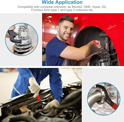 Miniatura 6 de Juego de 4 llaves helicoidales de ajuste universal, resistente profesional, acero al carbono, goma