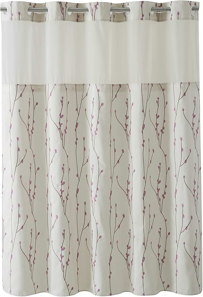 hookless shower curtain with snap in liner