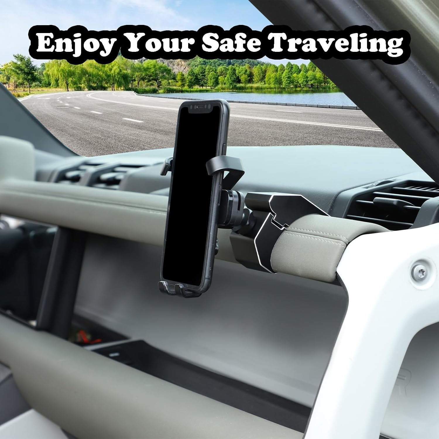 PIUGILH Car Phone Holder Compatible with Land Rover Defender 90 110 130 2020-2023 Accessories, Center Console Dash Board Phone Mount Holder(Model A)